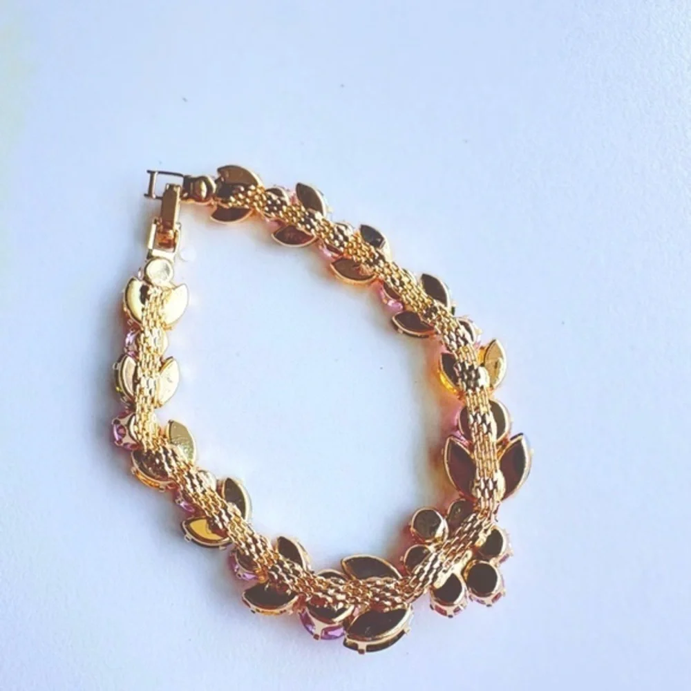 New Garden Bloom Statement Bracelet – Sparkling Spring Florals in‎ Pink, Green